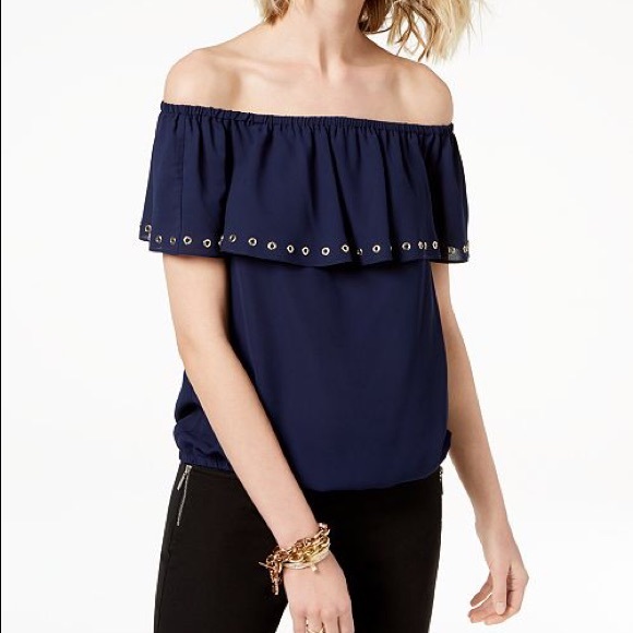 MICHAEL Michael Kors Tops - Michael Kors Navy Blue Top with Grommet Details